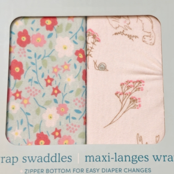 New Floral 2 Pack Aden + Anais Wrap Swaddles Maxi-Langes Wrap Zipper Bottom 0-3M - Picture 4 of 6
